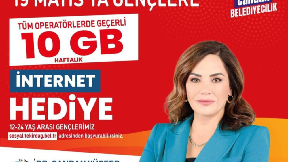 19 MAYIS'TA TEKİRDAĞ BÜYÜKŞEHİR BELEDİYESİ'NDEN, GENÇLERE TÜM OPERATÖRLERDE GEÇERLİ 10 GB HAFTALIK İNTERNET GELİYOR!!!