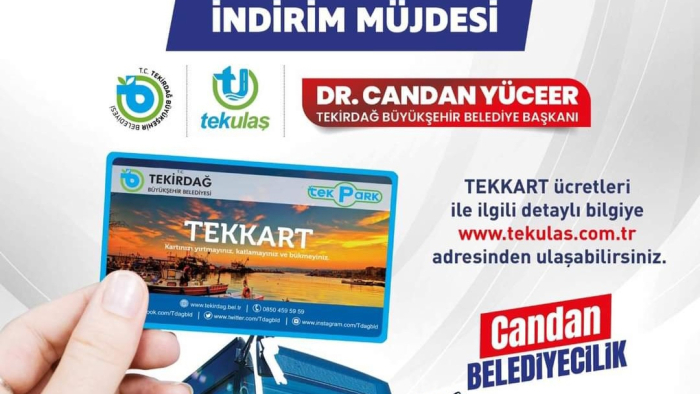 TEKİRDAĞ BÜYÜKŞEHİR BELEDİYESİ'NDEN, TEKKART ÜCRETLERİ İLE İLGİLİ, İNDİRİM MÜJDESİ GELDİ!!!