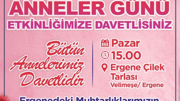 ERGENE BELEDİYESİ, ANNELER GÜNÜ DOLAYISIYLA ANNELER GÜNÜ ETKİNLİĞİ DÜZENLİYOR!!!