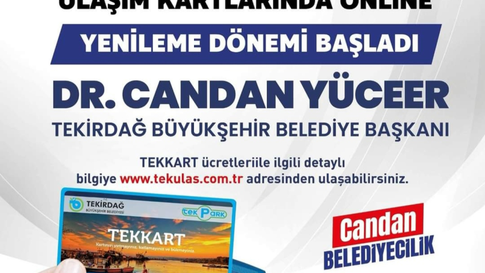 TEKİRDAĞ'DA ULAŞIM KARTLARINDA ONLİNE YENİLEME DÖNEMİ BAŞLADI!!!