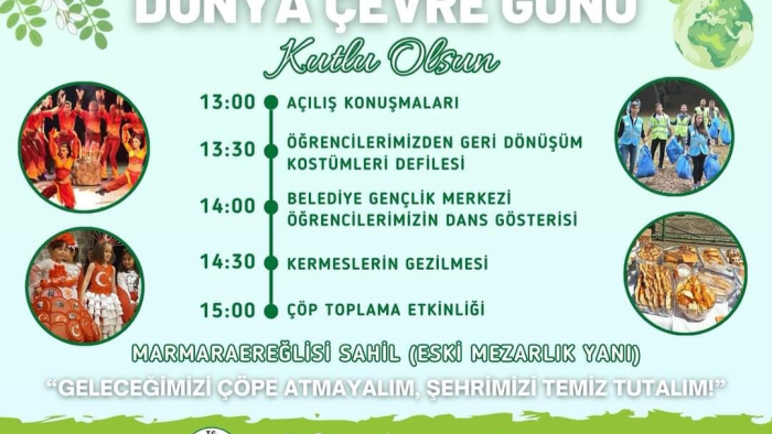 MARMARAEREĞLİSİ BELEDİYESİ 5 HAZİRAN DÜNYA ÇEVRE GÜNÜ DOLAYISIYLA PROGRAM DÜZENLİYOR!!!