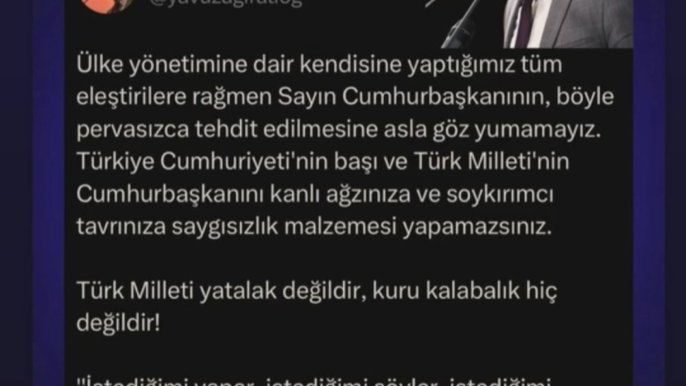 YAVUZ AĞIRALİOĞLU, İSRAİL'İN, RECEP TAYYİP ERDOĞAN'I, TEHDİT EDİŞİNE SERT TEPKİ GÖSTERDİ!!!