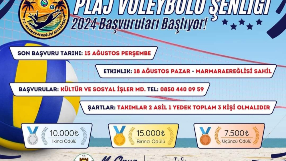 Marmaraereğlisi Plaj Voleybolu Şenliği 2024 Başvuruları Başlıyor!